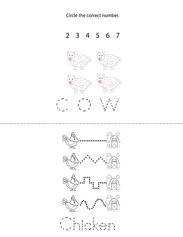 Farm animals  Mini Book - Sheet 1