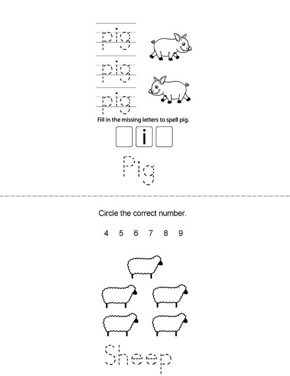 Farm animals  Mini Book - Sheet 2