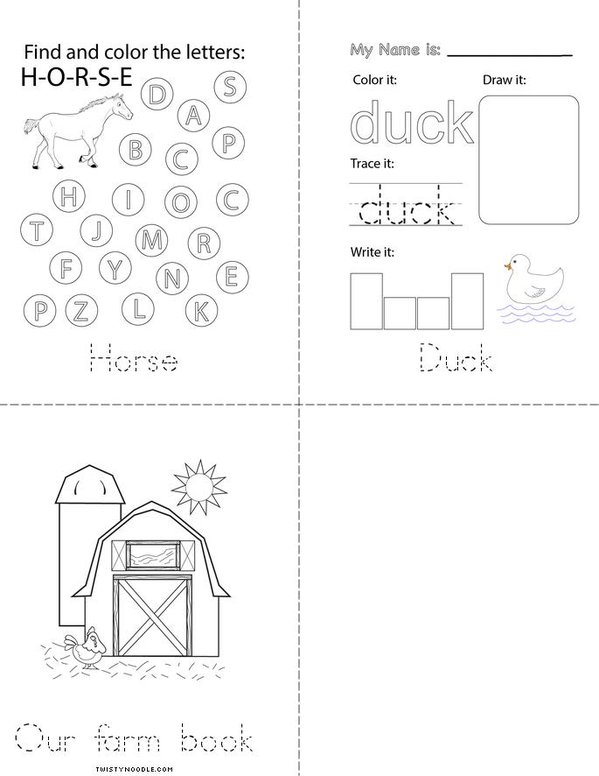 Farm animals  Mini Book - Sheet 2