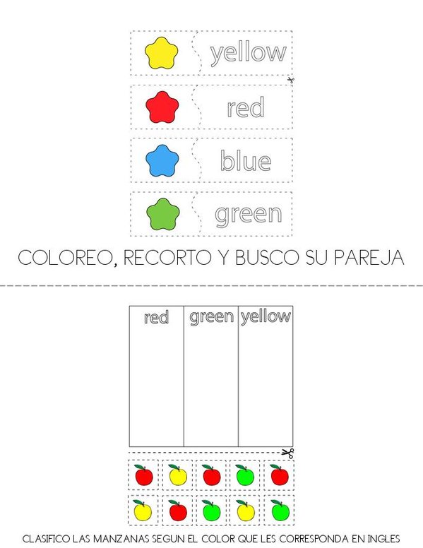 MI LIBRO DE LOS COLORES EN INGLES Mini Book - Sheet 1