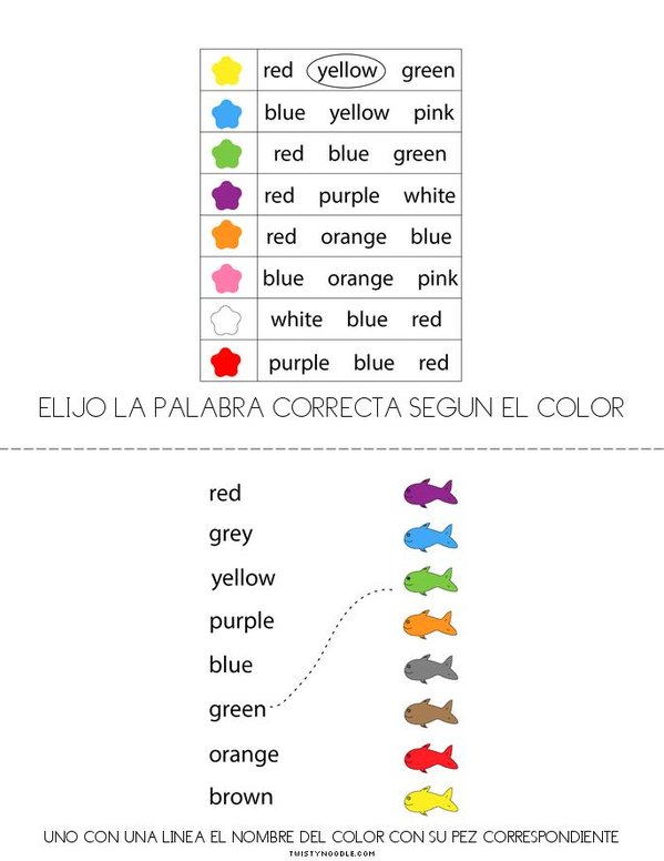 MI LIBRO DE LOS COLORES EN INGLES Mini Book - Sheet 2