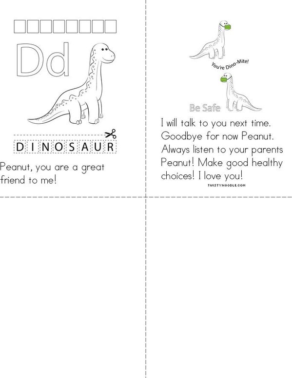 Peanuts Dinosaurs  Mini Book - Sheet 3