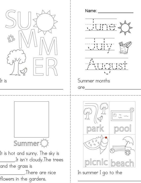 Summer Mini Book - Sheet 1