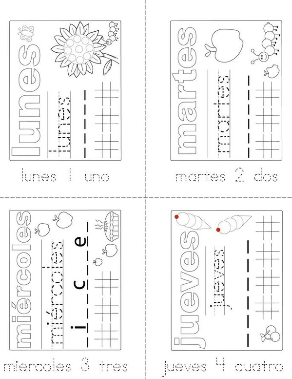 Los dias de la semana Mini Book - Sheet 1