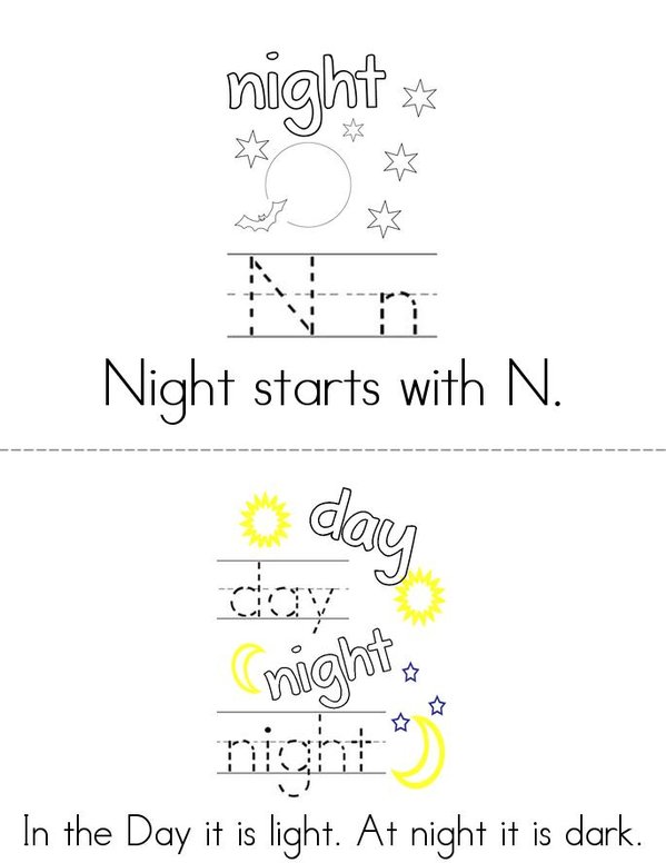 At Night Mini Book - Sheet 1