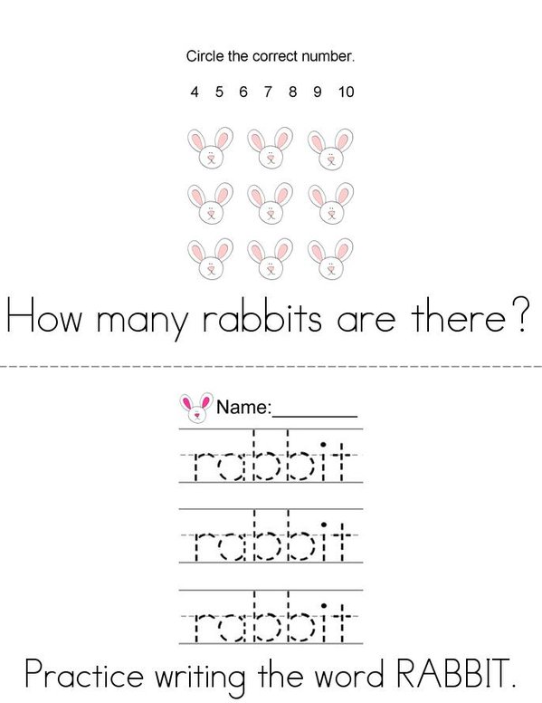 Rabbits Are Bunnies, Bunnies are Rabbits Mini Book - Sheet 2