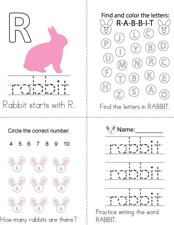 Rabbits Are Bunnies, Bunnies are Rabbits Mini Book - Sheet 1