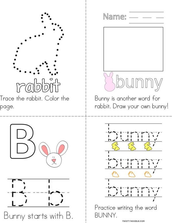 Rabbits Are Bunnies, Bunnies are Rabbits Mini Book - Sheet 2