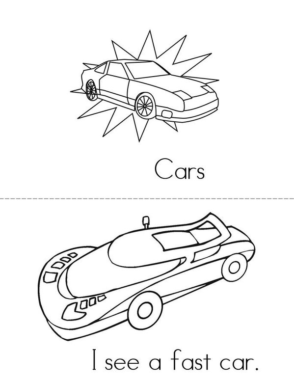 Cars Mini Book - Sheet 1