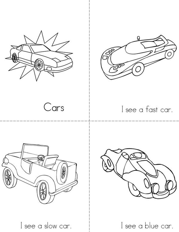 Cars Mini Book - Sheet 1