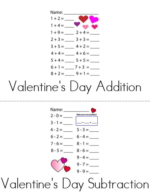 Valentine's Day Math Mini Book - Sheet 1