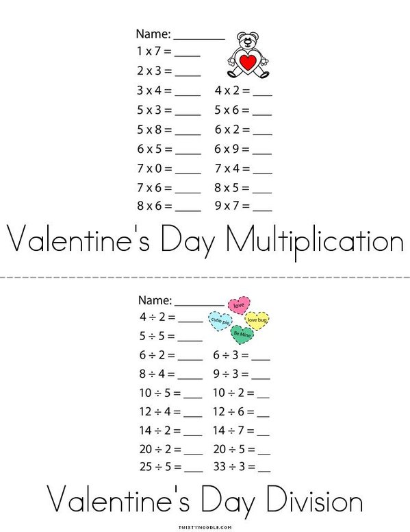 Valentine's Day Math Mini Book - Sheet 2