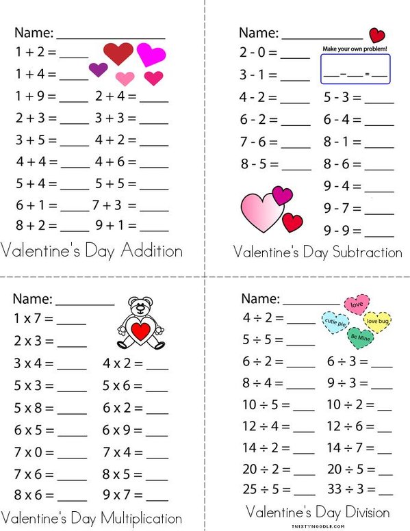 Valentine's Day Math Mini Book