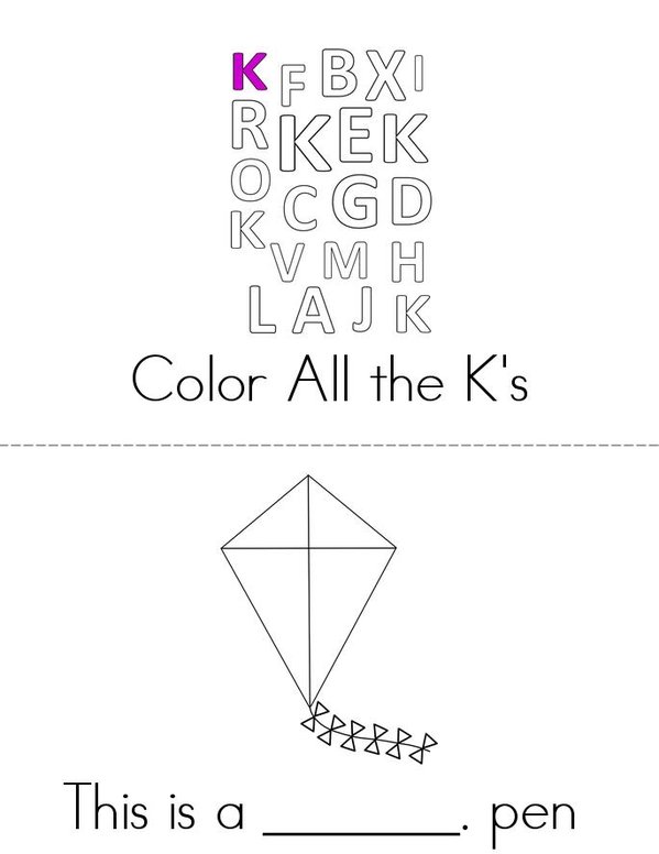 Letter K Book Mini Book - Sheet 1