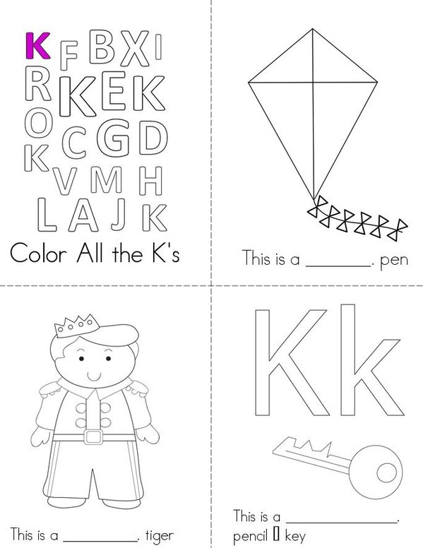 Letter K Book Mini Book - Sheet 1