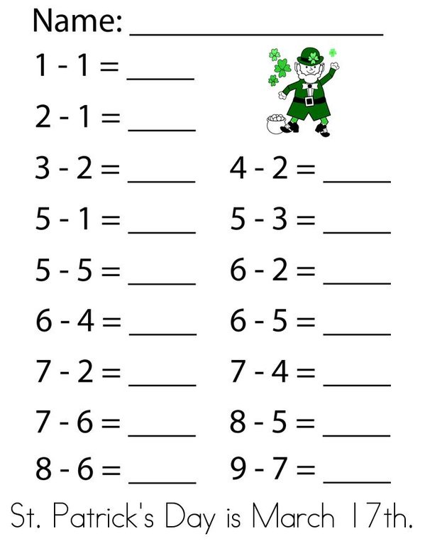 St. Patrick's Day Math Mini Book - Sheet 2