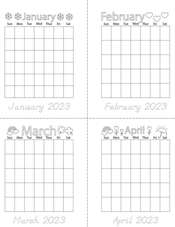 Calendars 2023 Mini Book - Sheet 1