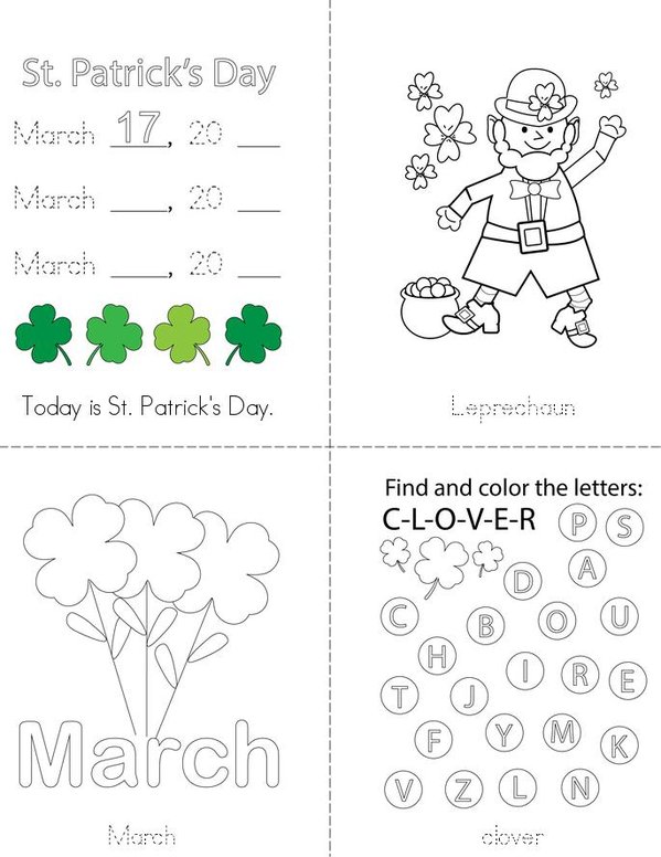Today is March 17th! Mini Book - Sheet 1