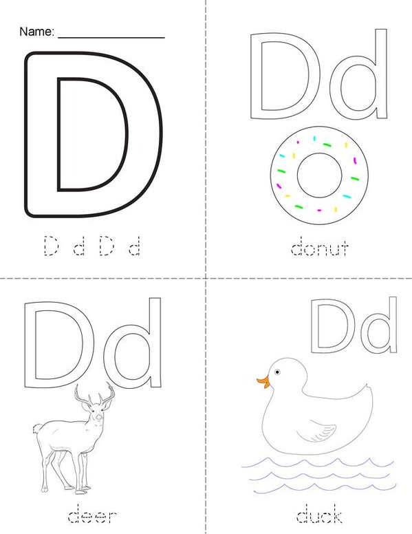 D is for Mini Book - Sheet 1