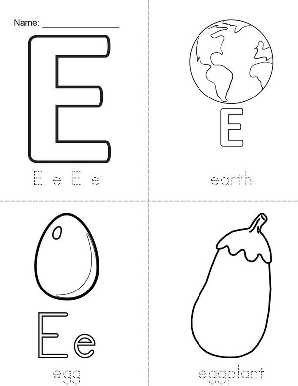 E is for Mini Book - Sheet 1