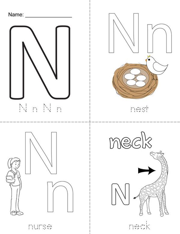 N is for Mini Book - Sheet 1
