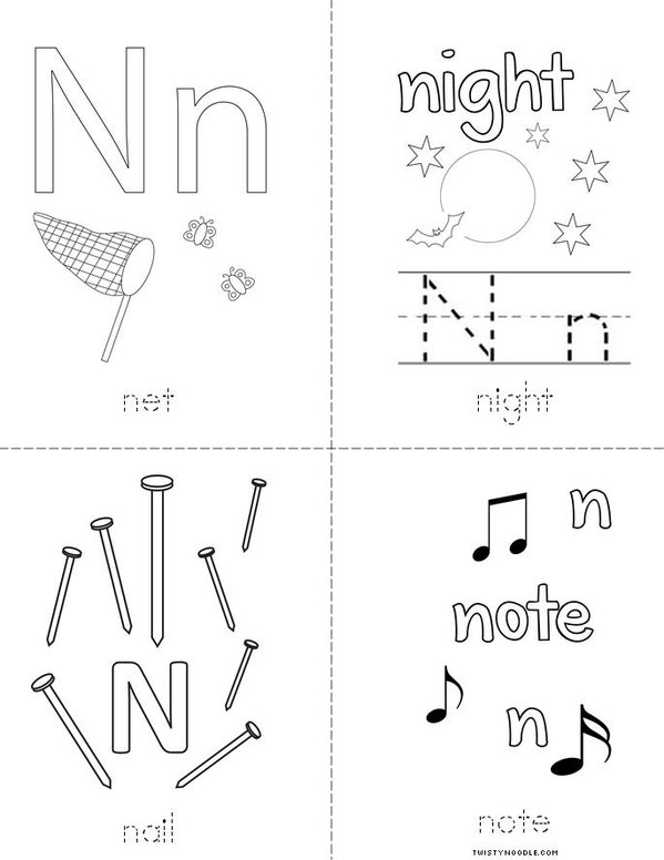 N is for Mini Book - Sheet 2