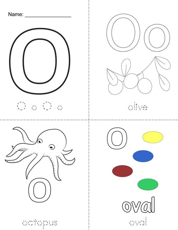 O is for Mini Book - Sheet 1