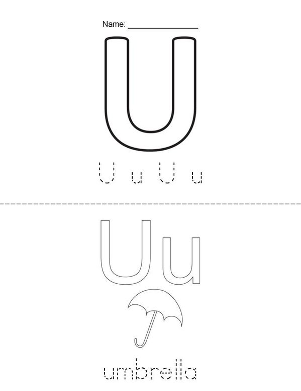U is for Mini Book - Sheet 1