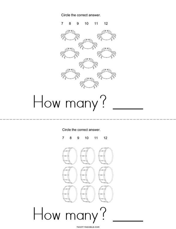 How Many? Nine Mini Book - Sheet 2
