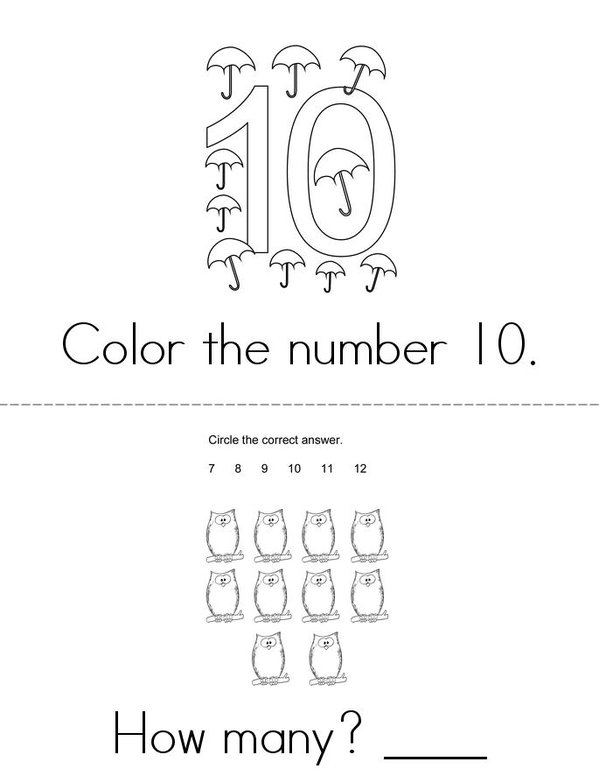 How Many? Ten Mini Book - Sheet 1