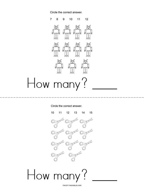 How Many? Eleven Mini Book - Sheet 2