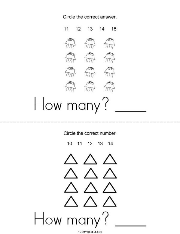 How Many? Twelve Mini Book - Sheet 2