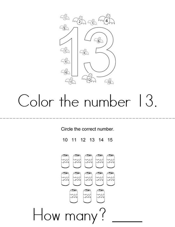 How Many? Thirteen Mini Book - Sheet 1