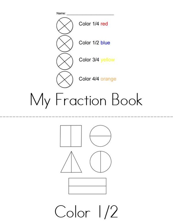 My Fraction Book Mini Book - Sheet 1