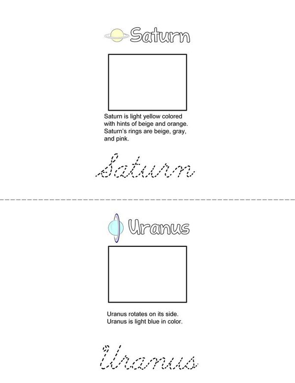 Solar System  Mini Book - Sheet 8