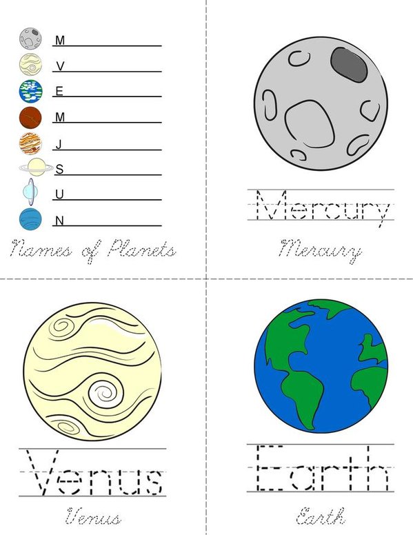 Solar System  Mini Book - Sheet 1