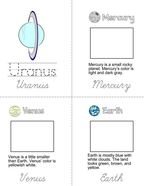 Solar System  Mini Book - Sheet 3