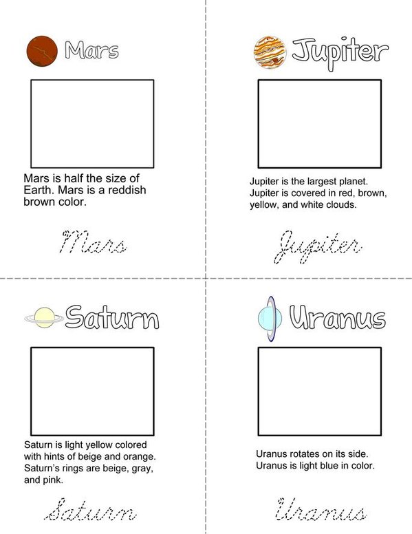 Solar System  Mini Book - Sheet 4