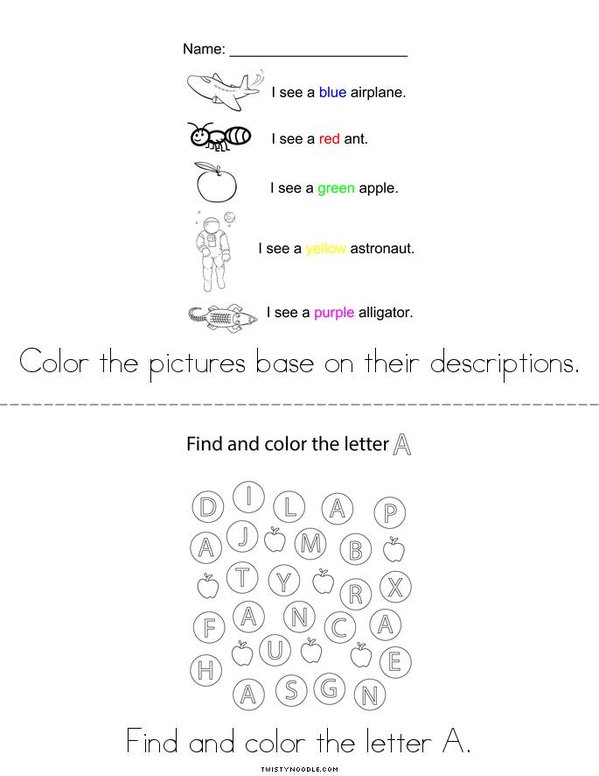 Coloring and Activity Book  Mini Book - Sheet 2