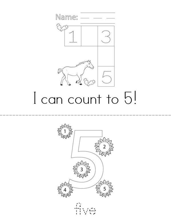Counting to 5 Mini Book - Sheet 1