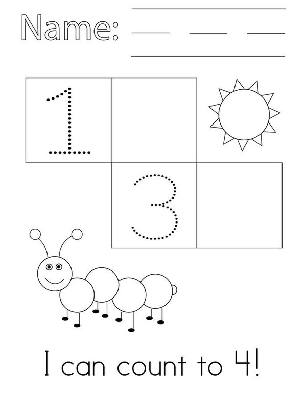 Counting to 4 Mini Book - Sheet 1