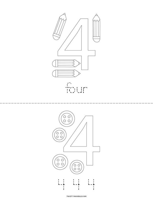 Counting to 4 Mini Book - Sheet 2