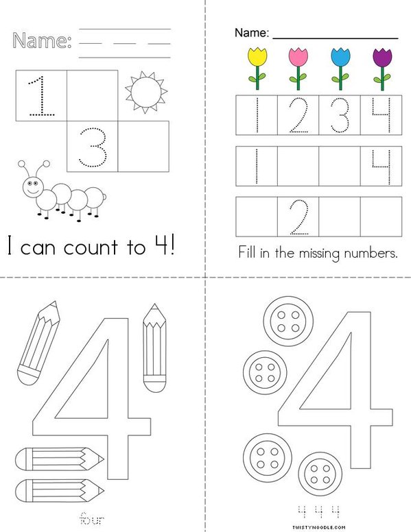 Counting to 4 Mini Book