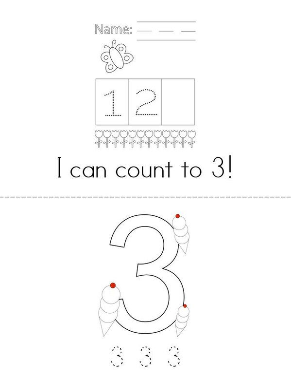 Counting to 3 Mini Book - Sheet 1