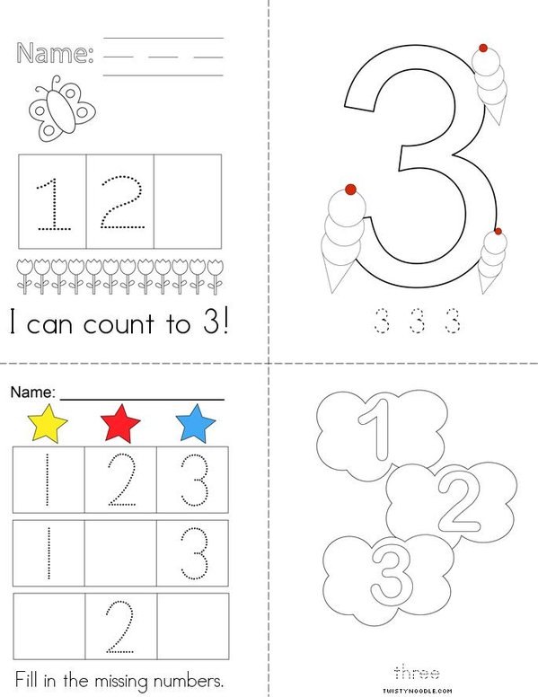 Counting to 3 Mini Book