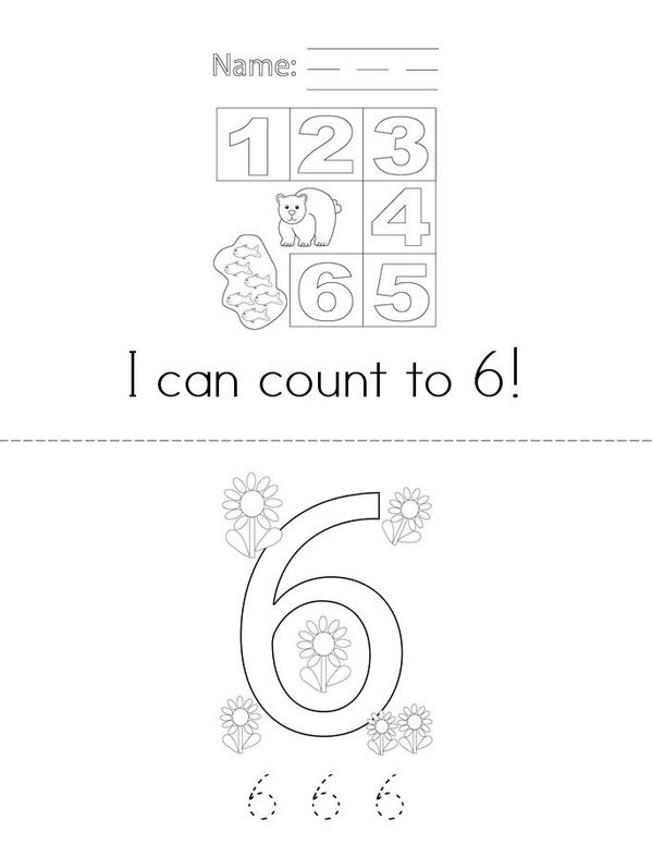 Counting to 6 Mini Book - Sheet 1