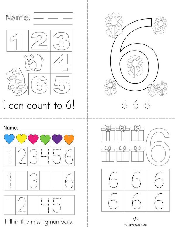 Counting to 6 Mini Book