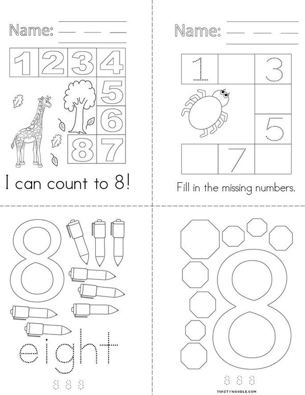 Counting to 8 Mini Book