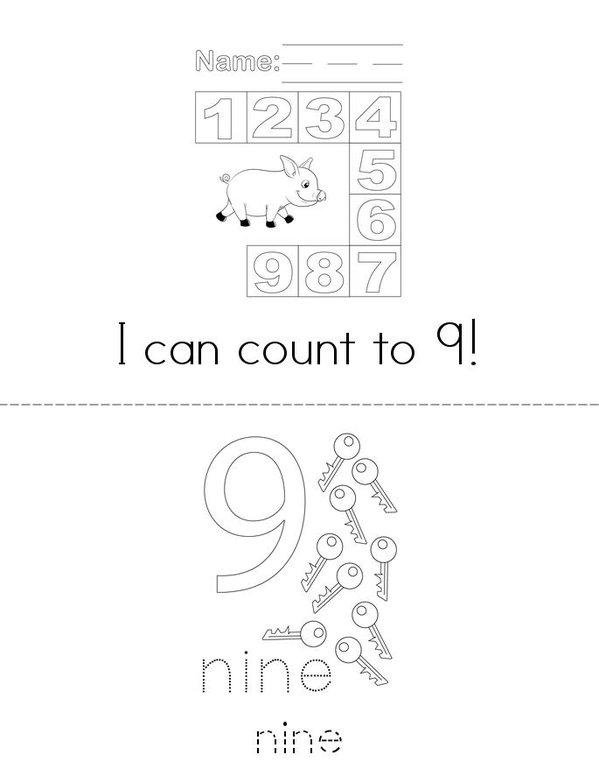 Counting to 9 Mini Book - Sheet 1