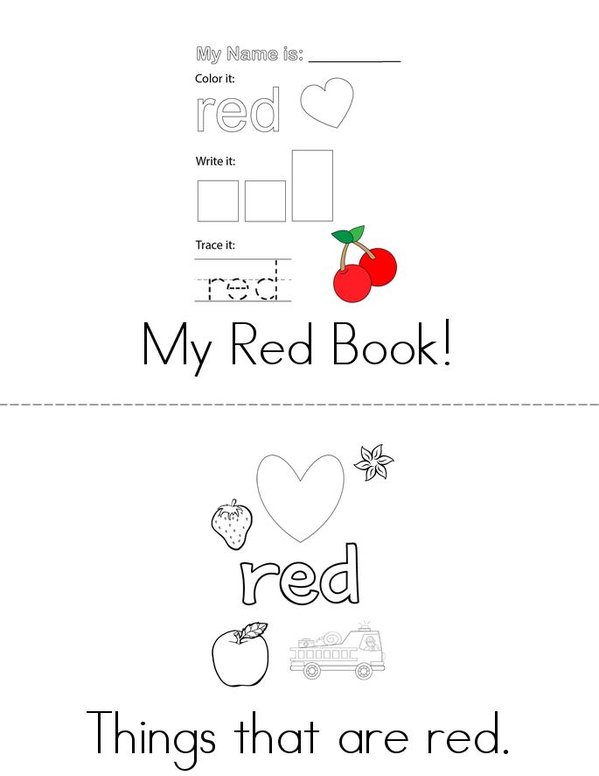 My Favorite Color is Red! Mini Book - Sheet 1